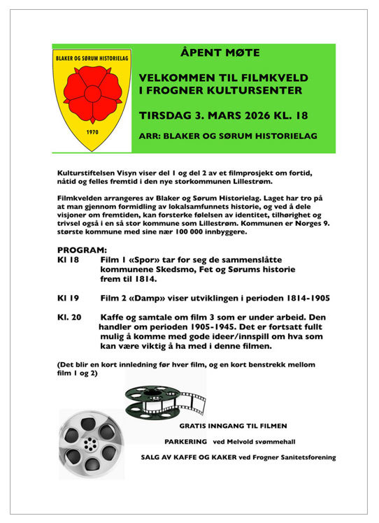 FILMKVELD på Frogner Kultursenter 3. mars 2026